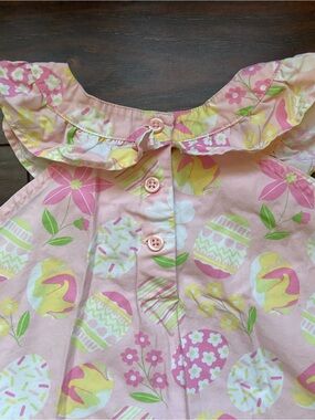 Gymboree Pastel Pink Floral & Stripe Cotton Dress Button Back 10Y